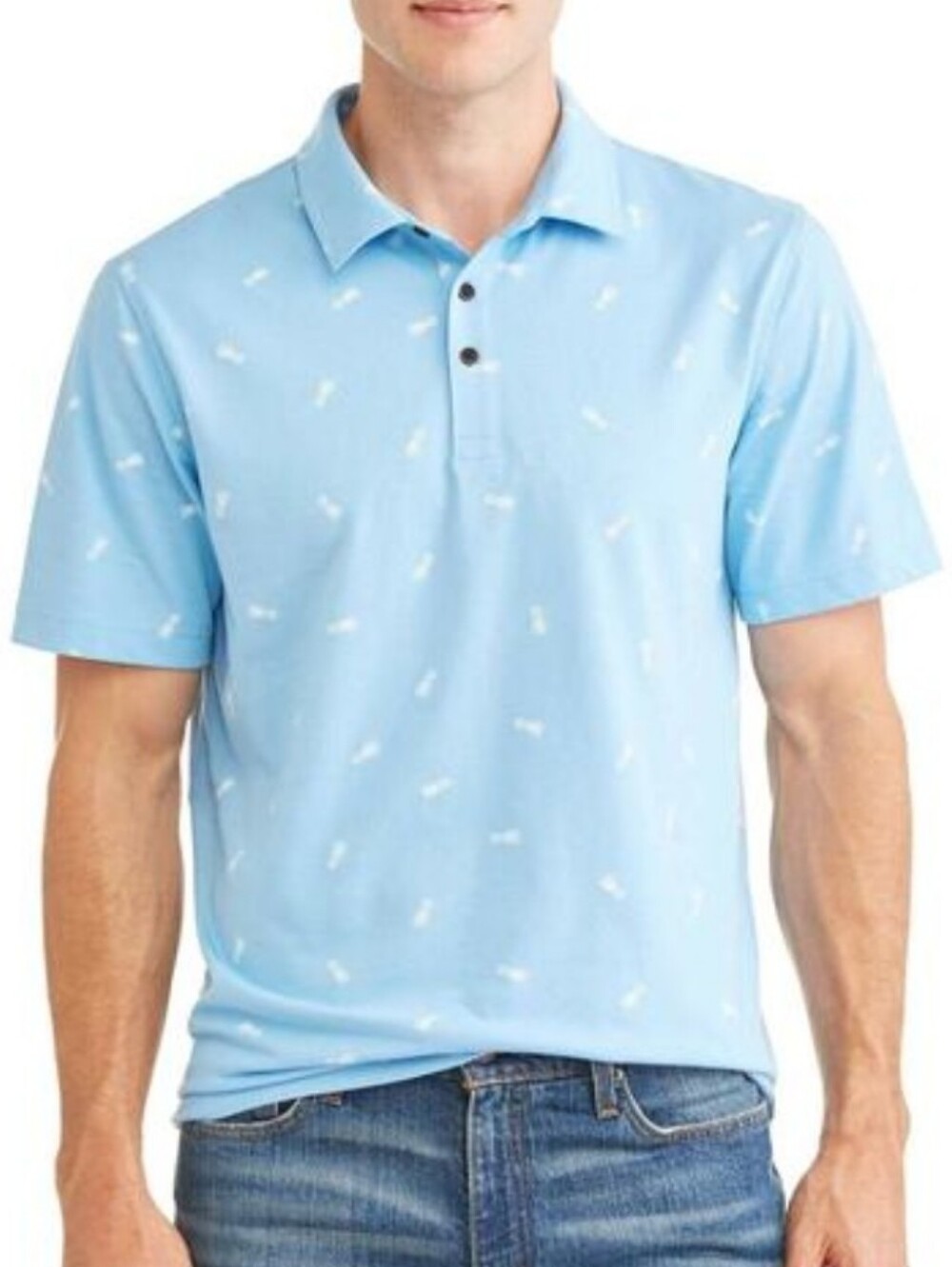 Sky Blue Polo with White Pineapple